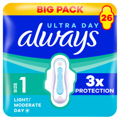 Ultra Sanitary Towels Light / Moderate Flow Day (Size 1) Wings 26 Pads thumbnail 2