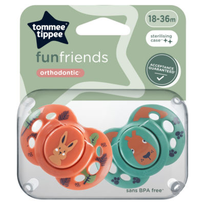 2x Fun Soothers with Steriliser Pod, Symmetrical, BPA Free, 18-36m thumbnail 2