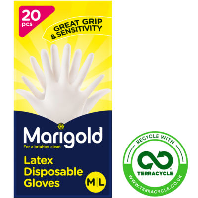 20 Latex Disposable Gloves M/L 7,5-8,5