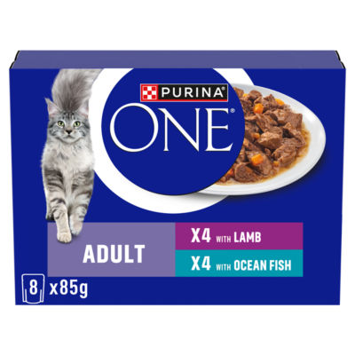 PURINA ONE Mini Fillets Ocean Fish and Lamb Wet Cat Food 8x85g thumbnail 2