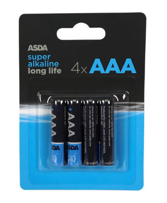 Asda Super Alkaline AAA Batteries 4 Pack thumbnail 2