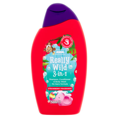 ASDA Really Wild 3-in-1 Shampoo, Conditioner & Body Wash Strawberry Fragrance