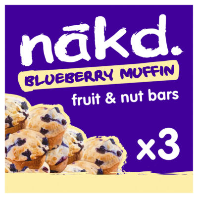 Nakd Blueberry Muffin Raw Fruit & Nut Bars 3 x 35g