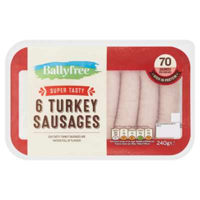 6 Super Tasty Turkey Sausages 240g thumbnail 2
