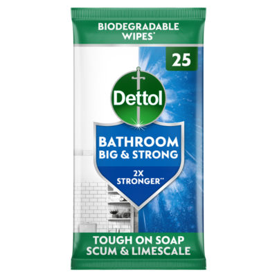25 Big & Strong Bathroom Cleaning Wipes