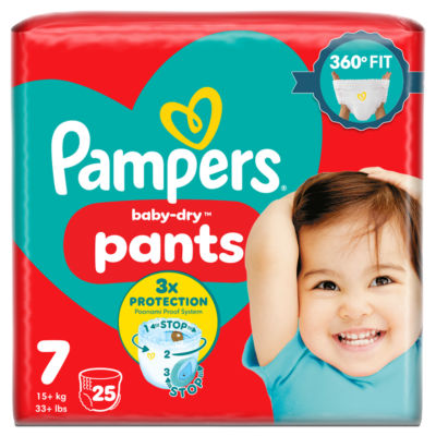 Baby-Dry Nappy Pants Size 7, 25 Nappies, 15kg+, Essential Pack thumbnail 2