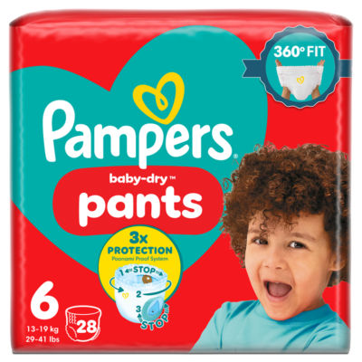 Baby-Dry Nappy Pants Size 6, 28 Nappies, 13kg-19kg, Essential Pack
