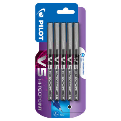 V5 Liquid Ink Rollerball Black 5pk thumbnail 2