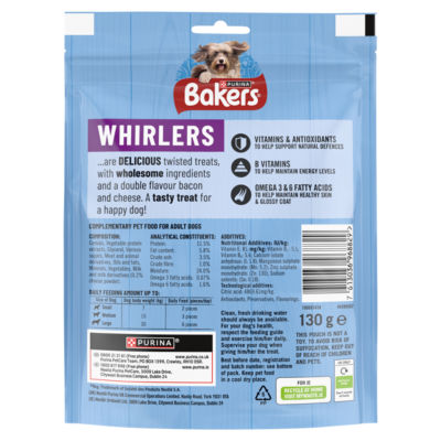 Whirlers Bacon and Cheese Dog Treats 130g thumbnail 3