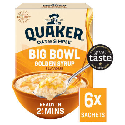 Quaker Oat So Simple Big Bowl Golden Syrup Porridge Sachets Cereal