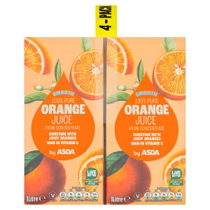 Smooth Orange Juice from Concentrate 1 Litre 4 Pack