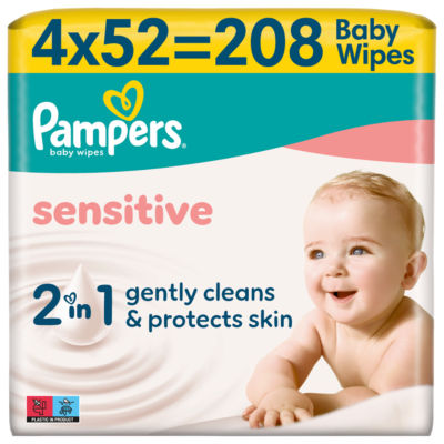 Sensitive Baby Wipes, 208 Baby Wet Wipes thumbnail 2