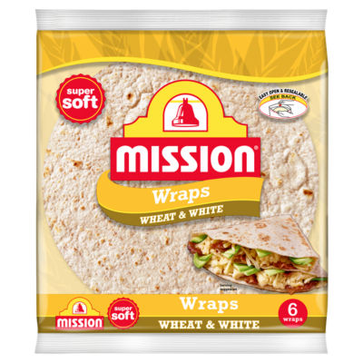 Mission Wheat & White Tortilla Wraps 6 Pack thumbnail 2