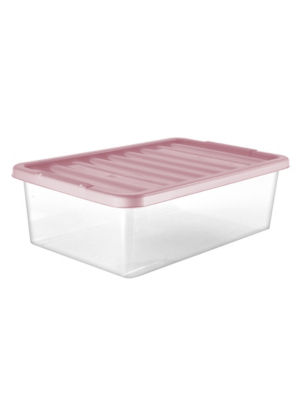 32L Plastic Underbed Storage Box with Pink Lid thumbnail 2