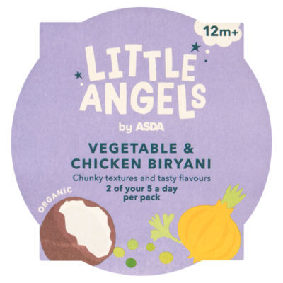 LITTLE ANGELS by ASDA Organic Vegetable & Chicken Biryani Baby Food 12+ Months