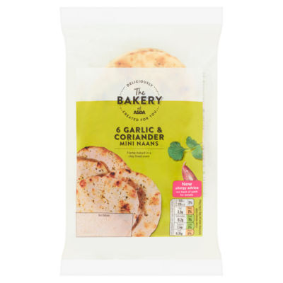 The Bakery 6 Garlic & Coriander Mini Naans 282g thumbnail 2