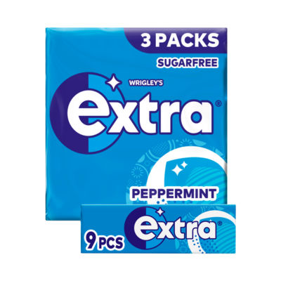 Wrigley's Extra Peppermint Sugar Free Chewing Gum Sugar Free 3 x 9 Pieces