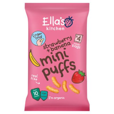 Strawberry + Banana Mini Puffs from 10 Months 4 x 8g (32g) thumbnail 2