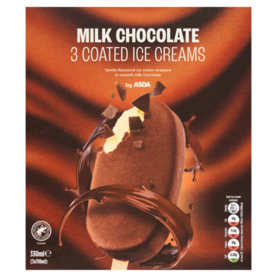 Milk Chocolate Coated Ice Creams 3 x 110ml (330ml) thumbnail 2