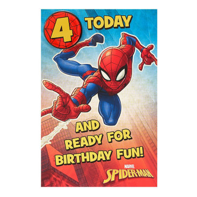 Age 4 Spider-Man Birthday Card thumbnail 2