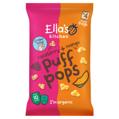 Ella's Kitchen Raspberry + Mango Puff Pops Multipack Baby Snack 10+ Months