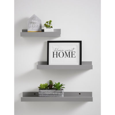 Grey Floating Picture Shelf - Set of 3