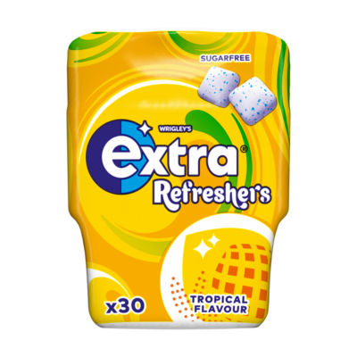 Extra Refreshers Tropical Flavour Sugarfree Chewing Gum Bottle 30 Pieces