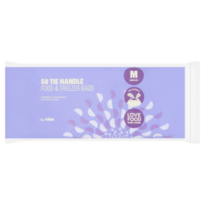 ASDA 50 Tie Handle Food & Freezer Bags Medium