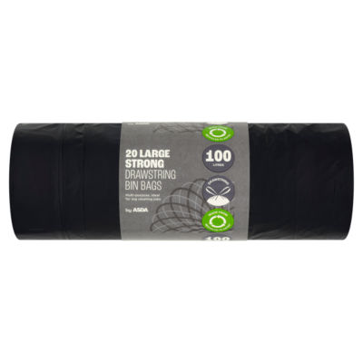 ASDA 20 Large Strong Drawstring Bin Bags 100 Litres