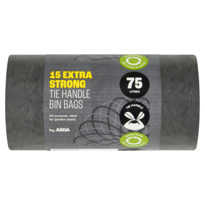 15 Extra Strong Tie Handle Bin Bags 75 Litres thumbnail 2