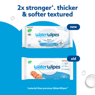 Sensitive+ Newborn & Baby Wipes, 3-In-1 Cleans, Cares, Protects, 99.9% Water, Unscented, 60 Count thumbnail 3