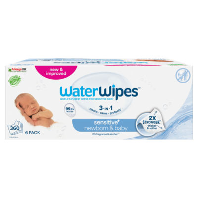 Sensitive+ Newborn & Baby Wipes, 3-In-1 Cleans, Cares, Protects, 99.9% Water, Unscented, 360 Count