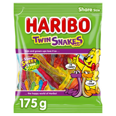 Twin Snakes Fruit Flavour Gum Jelly Sweets Sharing Bag 175g thumbnail 2