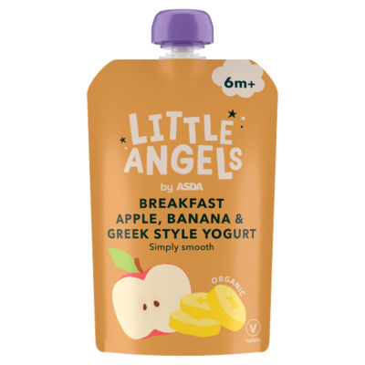 LITTLE ANGELS by ASDA Organic Breakfast Apple, Banana & Greek Style Yogurt 6m+ 100g