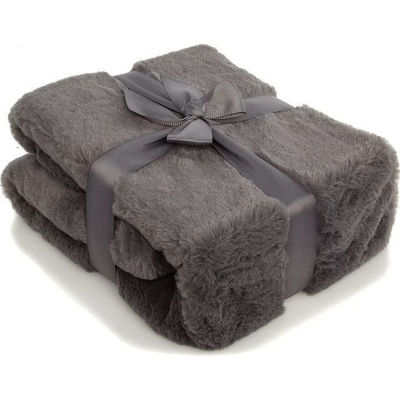 Charcoal Faux Fur Throw