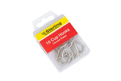 10 x Chrome plated cup hooks
