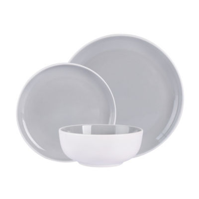 Grey Two-Tone Stoneware Dinner Set