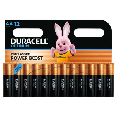 DURACELL Optimum AA Batteries (12 Pack) – Power Boost Alkaline Batteries 1.5V