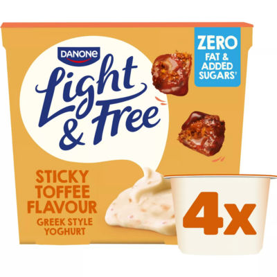 Light & Free Sticky Toffee Flavour Greek Style 0% Added Sugar Fat Free Yoghurt