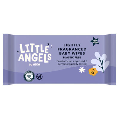 LITTLE ANGELS by ASDA 60 Lightly Fragranced Baby Wipes Plastic Free