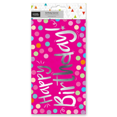 Happy Birthday Pink Foil Banner