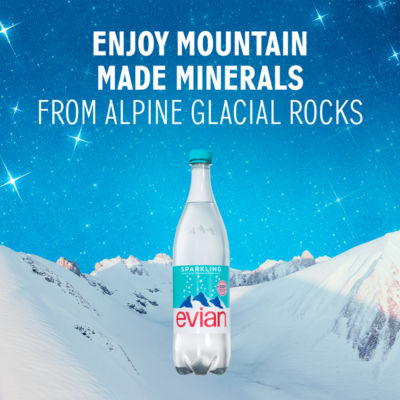 Evian Sparkling Natural Mineral Glass Bottled Water 1L thumbnail 3