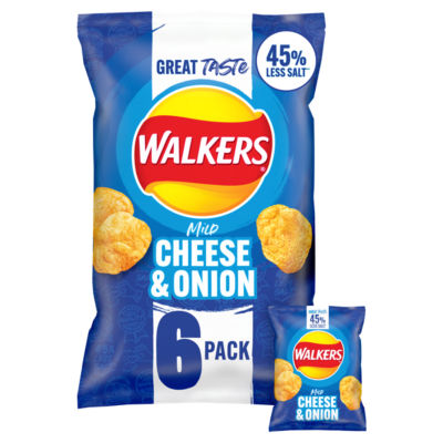 Less Salt Mild Cheese & Onion Multipack Crisps 6x25g thumbnail 2
