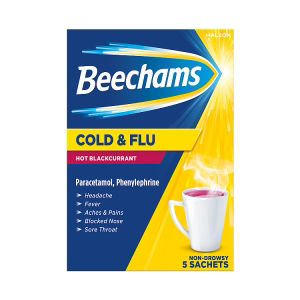 Hot Drink Sachets, Cold & Flu Relief with Paracetamol, Blackcurrant flavour, 5s thumbnail 2