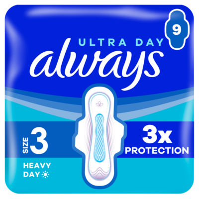 Ultra Sanitary Towels Heavy Flow Day (Size 3) Wings 9 Pads thumbnail 2