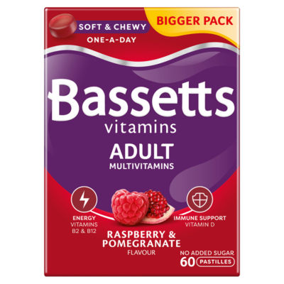 Adult Multivitamins Raspberry & Pomegranate Flavour 60 Pastilles thumbnail 2