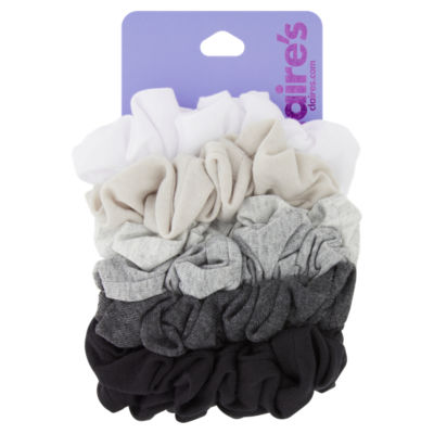 7 Scrunchies In White, Black & Grey