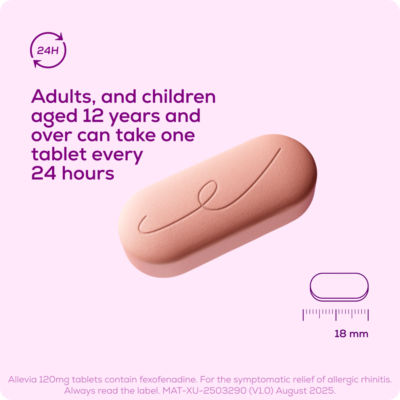 Hayfever & Allergy Relief- 120mg Fexofenadine – 7 Tablets thumbnail 3