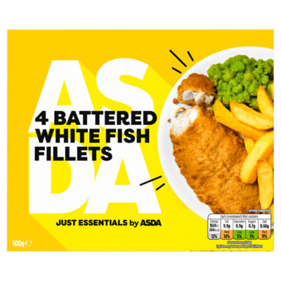 Just Essentials by 4 Battered White Fish Fillets 500g