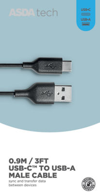 USB-A to USB-C Cable - Black 0.9M thumbnail 2